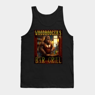 Woodbooger's Bar and Grill Sasquatch Bigfoot Funny Tavern Drinking Tank Top